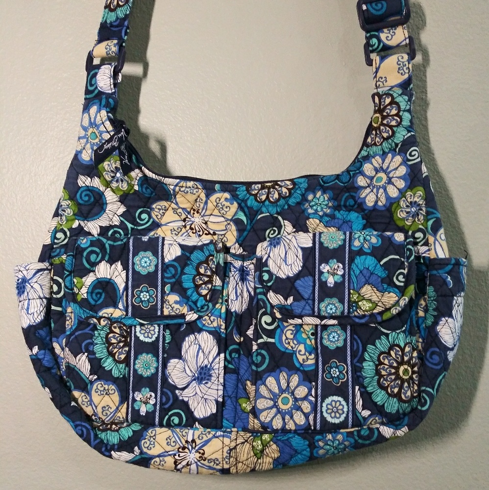 Vera Bradley Crossbody Bag/Tote Blue Floral Print